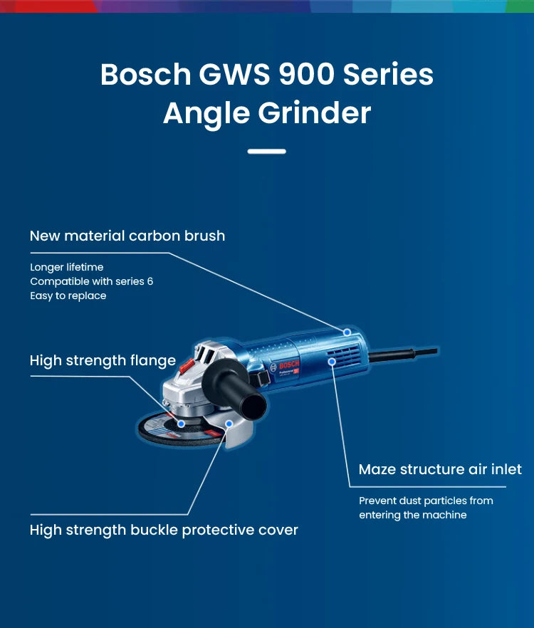 Bosch GWS 9 Serie Angle Grinder 125/100Mm Cutting Disc Multifunctional Cutting Polishing Rotary Tool 900W Angle Grinding Machine