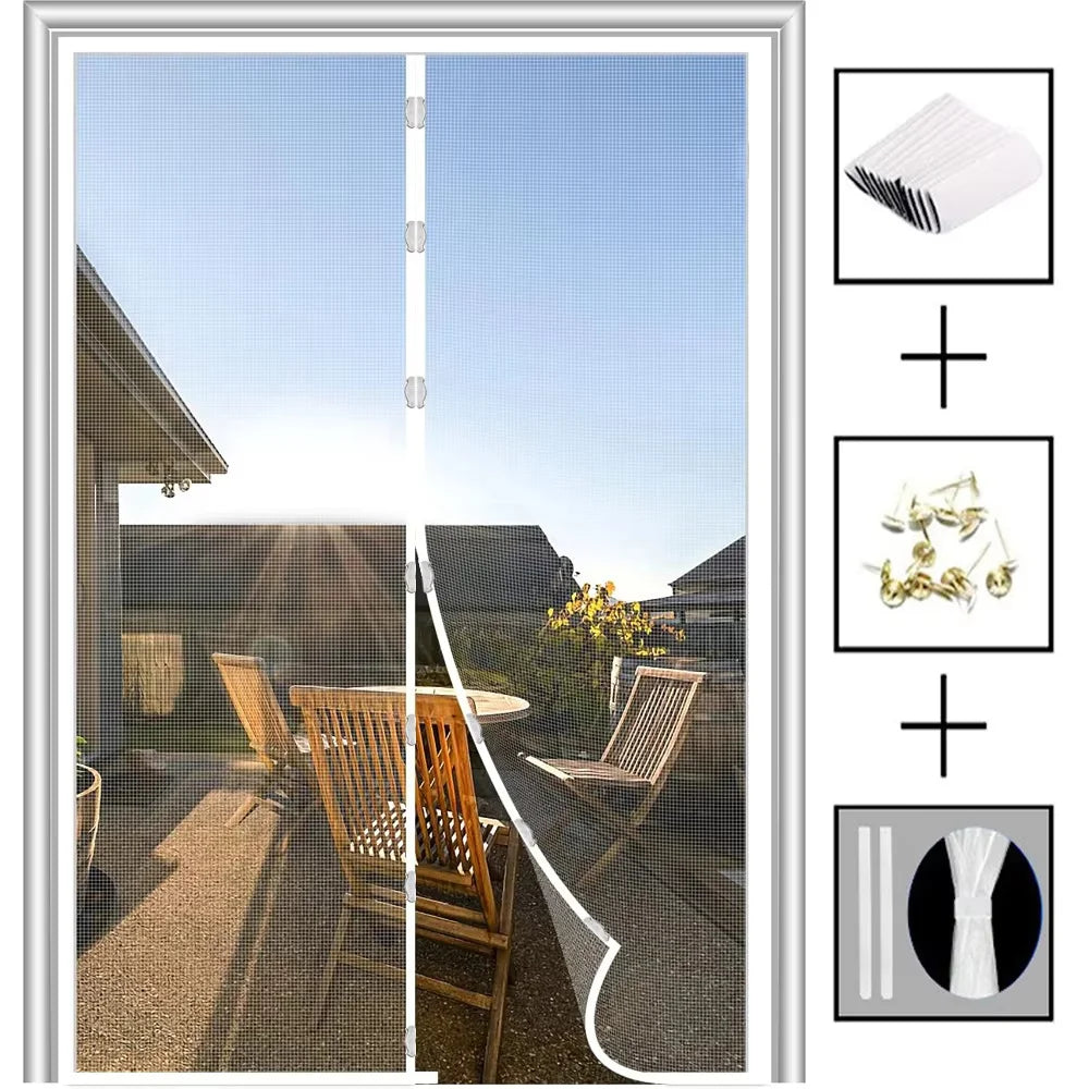 Magnetic Screen Door Retractable Mesh Doors Pet Net Patio Hands Free Magic Closure Mosquito Curtain Heavy Duty Kid Friendly