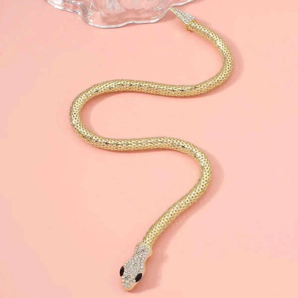 Colier de modă pentru femei, bijuterii complete cu stras, accesorii aur, argint, cristal, șarpe, colier lung cu pandantiv