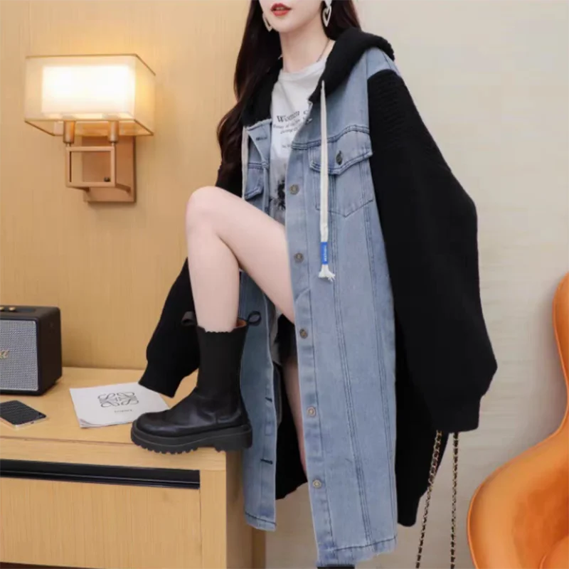 AOLSIN Strickjacke Kapuze - Lang, Polyester, Lässig