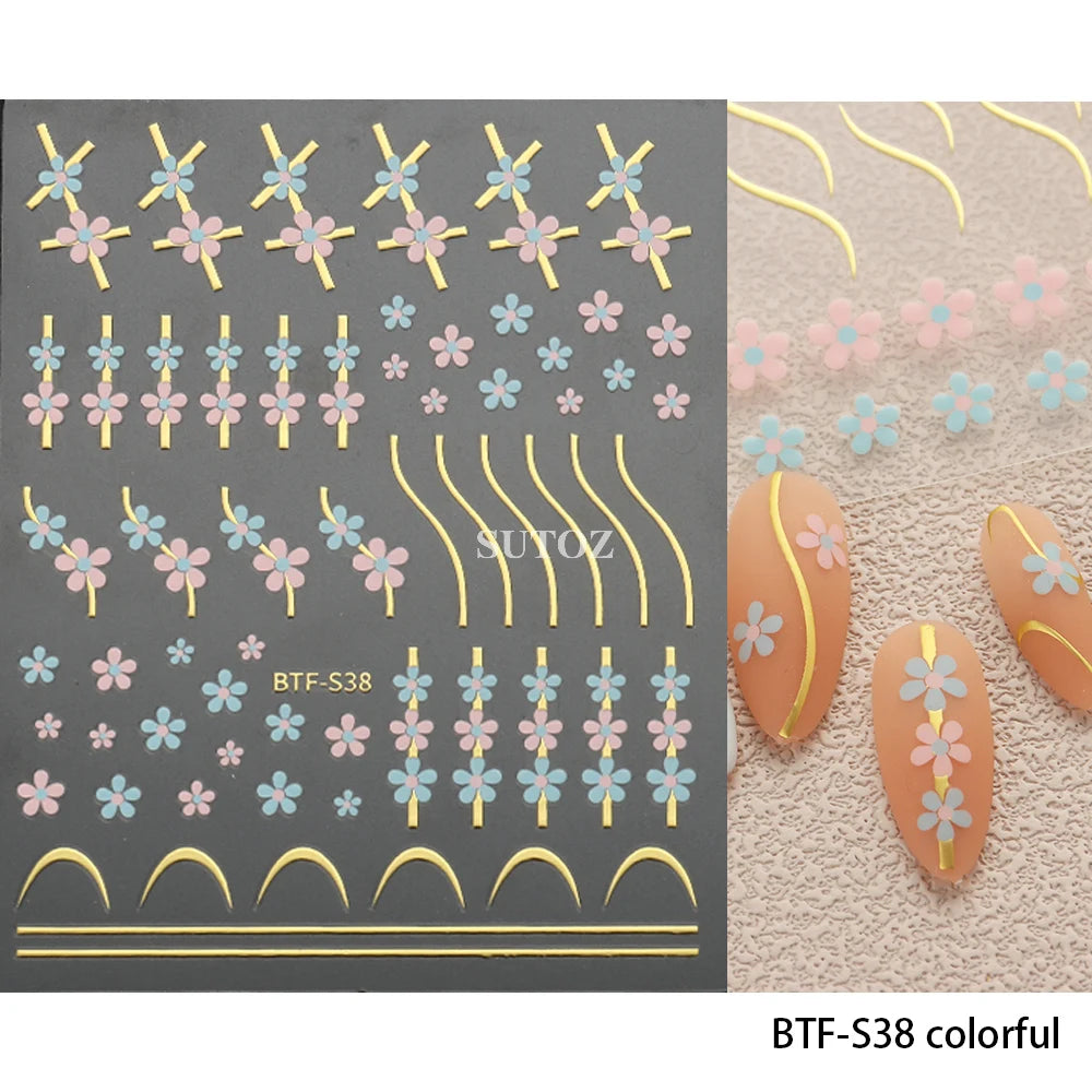 GL5D-K256 5D Sonnenblumen Nagelsticker - Herbstdesign Prägung
