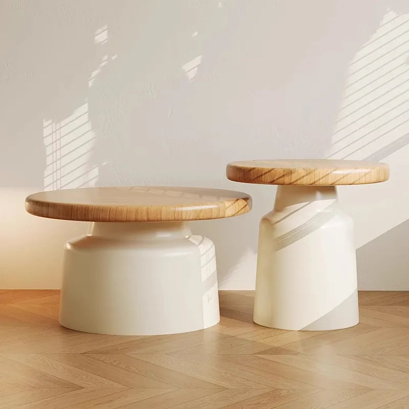 Creamy Wind Apartment Coffee Table Living Room Household Small Apartment Simplicity Iron Round Homestay Coffee Table Furniture