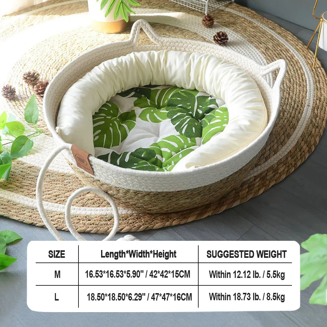 Cat Bed House Dog Kennel Rattan Straw Plaited Kitten Cushion Basket Tent Scratching Board Ball Puppy Nest Mat Indoor Pet Supply