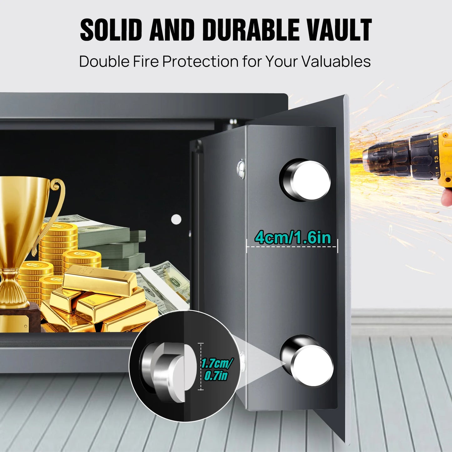 DayPlus 16L Digitaler Stahl-Safe - Elektronische Sicherheitsbox für Büro und Zuhause