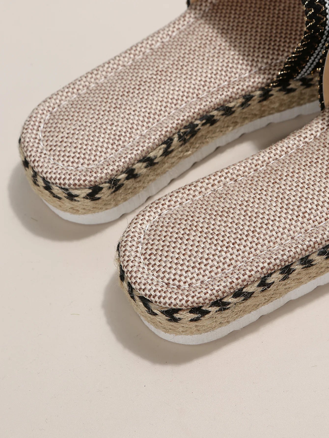 Gewebte Damen Pantoletten Platform - Sommer Schuhe für Damen 2025 Neu - Strand Casual Absatz Sandalen Bohemian Handgemacht Espadrilles