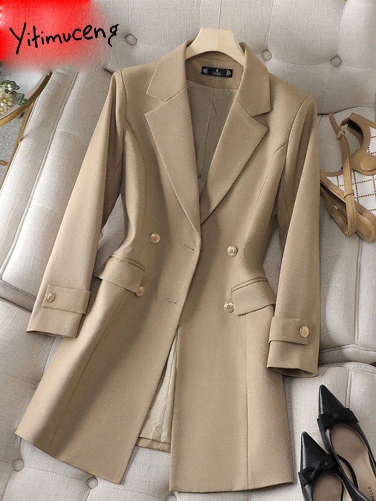 Sacou Yitimuceng cu guler răsturnat, nasturi dubli - mărimi mixte