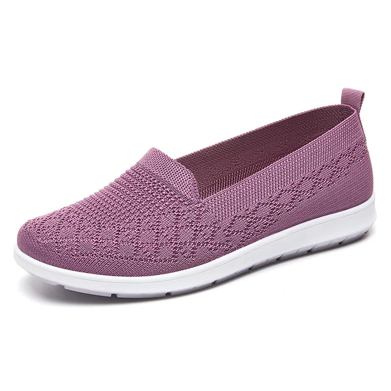 Breathable Knit Slip On Sneakers for Women Spring Summer Non Slip Casual Walking Shoes Woman Solid Color Comfort Flats Footwear