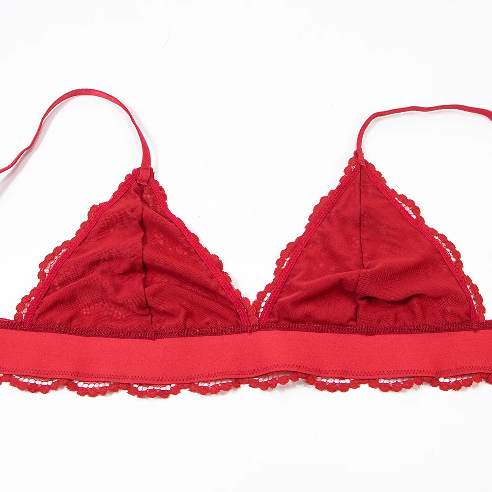 Varsbaby Lace Bra Sets for Women Non-padded Bra Panty Garter Stockings Summer Underwear Lingerie elegant