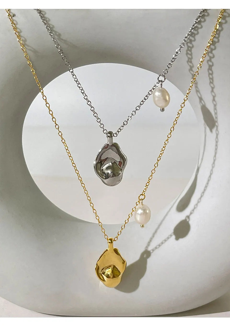 Peri'sbox Gold Silver Plated Baroque Pendant Necklace with Natural Freshwater Pearl Irregular Teardrop Necklaces Great Gift Idea