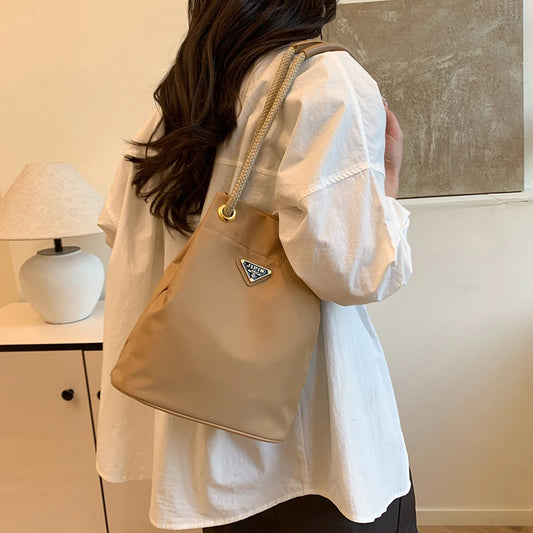 Femeii geantă de umăr tip crossbody din nailon culoare solidă simplu casual versatil geantă de mână pentru depozitare în aer liber