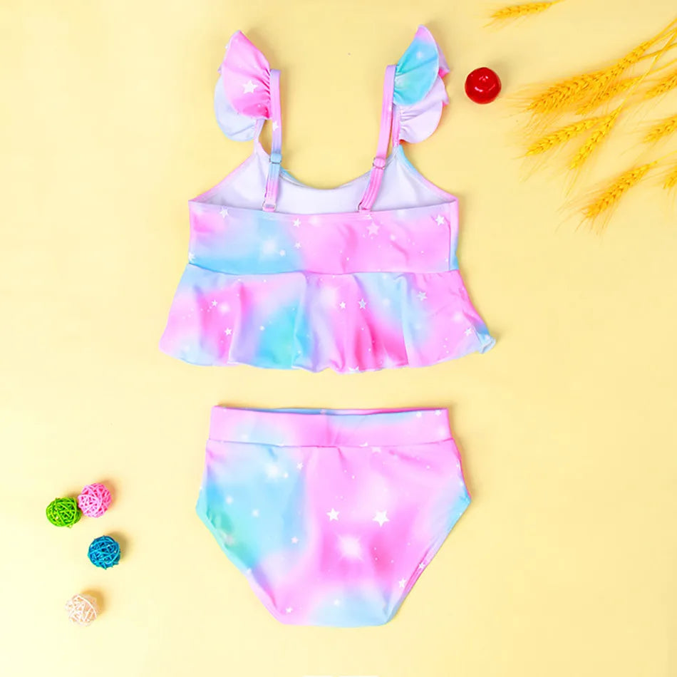 Mädchen-Badeanzug 2025: Einhorn Kinder Bademode Rüschen Strand Schwimmanzug - 2-teiliges Set Baby Geburtstag Badebekleidung 3-8 Jahre
