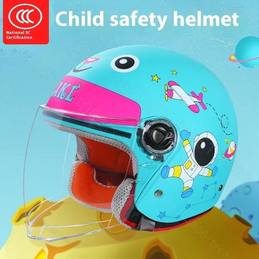 Children Cartoon Cute 4 season Motorcycle helmets Open face electric car bike child helmet for kids boy girl unicorn casco moto