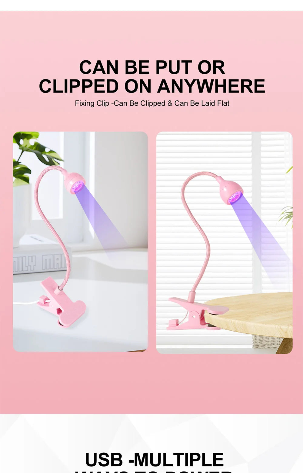 Lampă de unghii 2025: Limegirl Nail Lampă LED UV cu uscare a ojei cu gel - Mini uscător de unghii portabil USB cu clipsare flexibilă pentru birou Colecție salon de manichiură