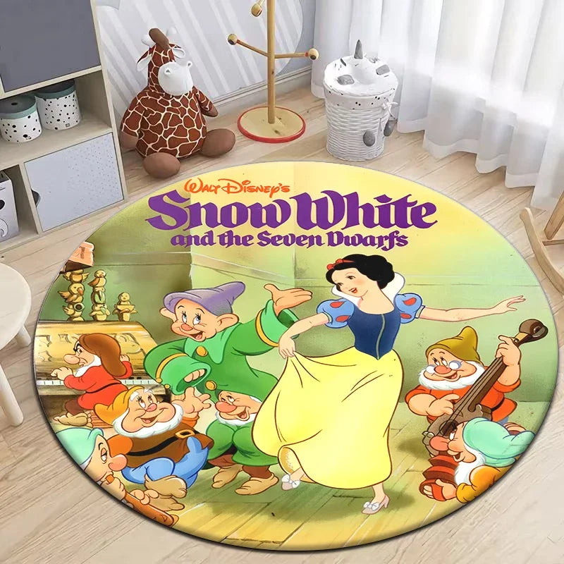 Snow White Cartoon Print Circular Carpet, Bedroom Decorative Carpet, Living Room Bathroom Picnic Camping Non-slip Mat