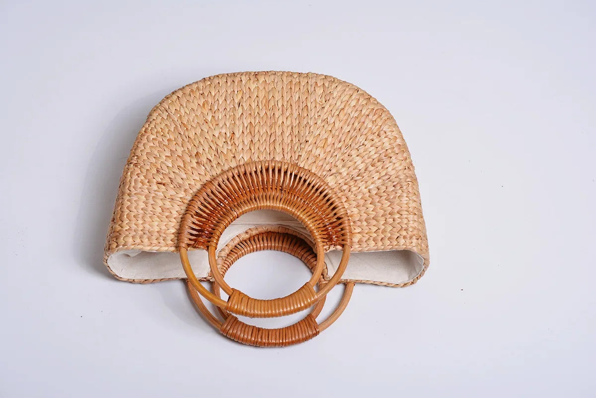 Geantă de plajă pentru femei, geantă de vară elegantă, țesută, din paie, Bohemia, tricotată, mare, geantă de mână pentru vacanță, casual, 2022