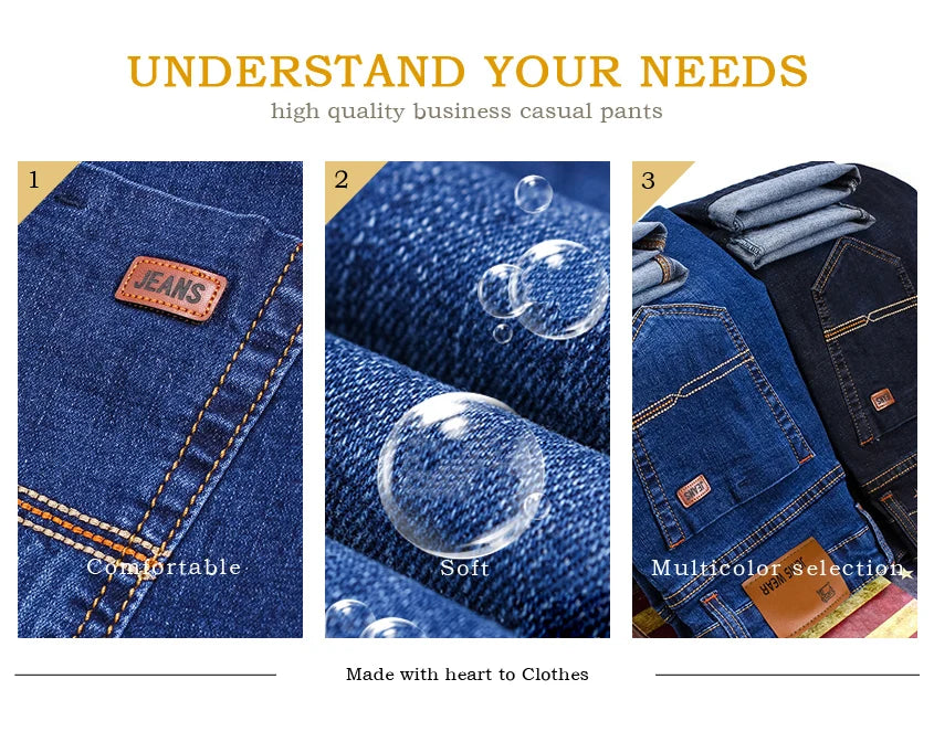 Blugi slim elastici la modă pentru bărbați - Business, greutate medie, S-XL