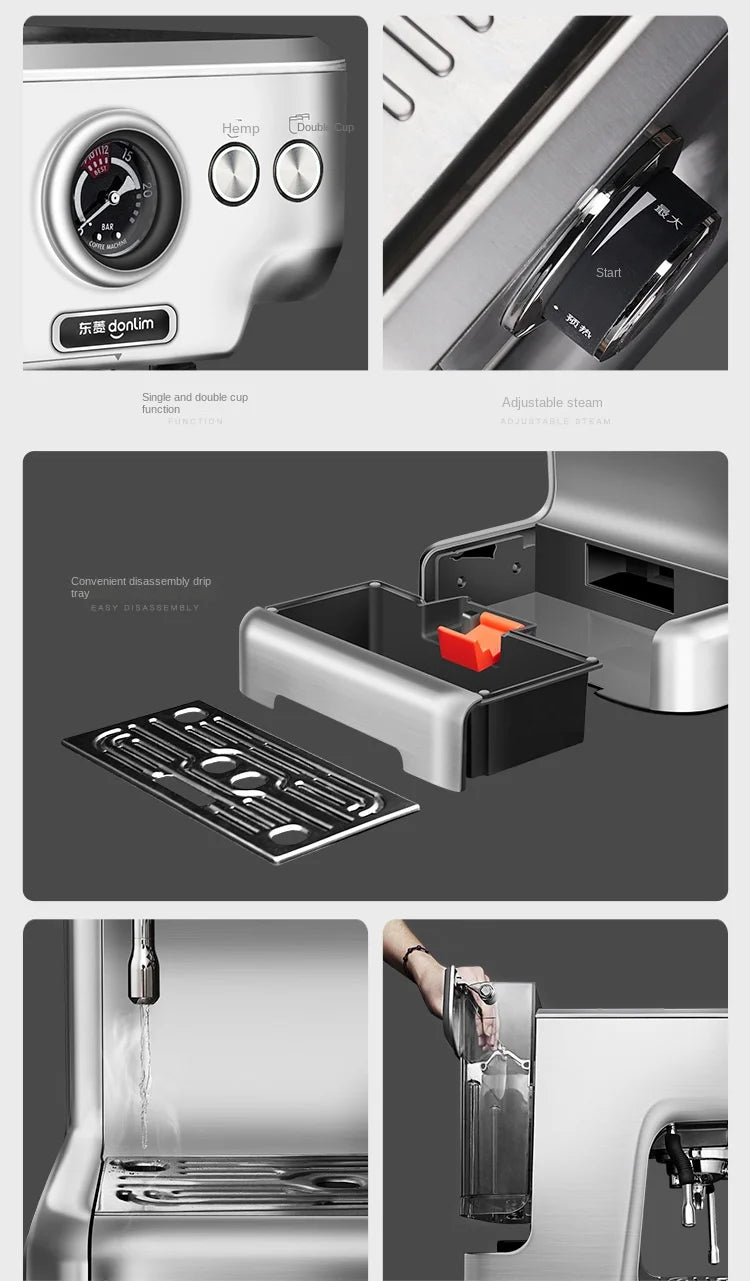 Italian American Automatic Coffee Machine Household Coffee Machine 20bar Extraction Concentration Optional Automatic Grinding