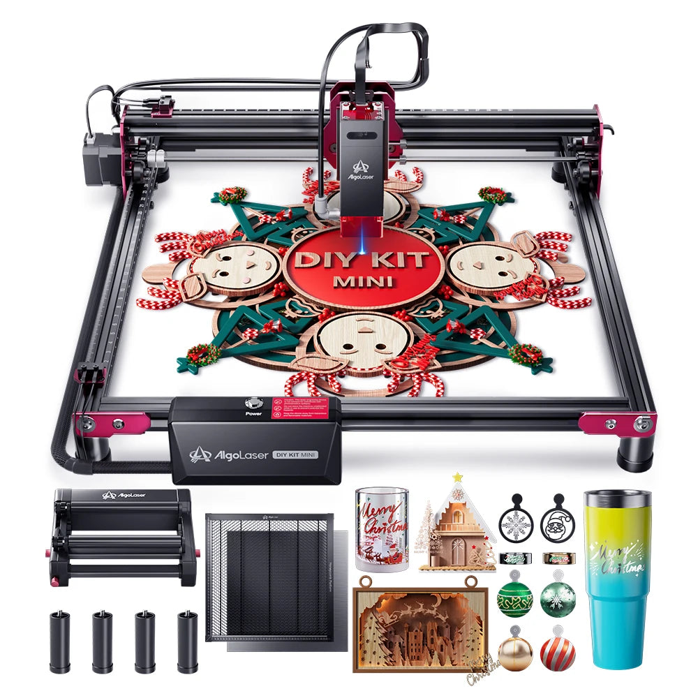 Mașină de gravat cu laser 2025: AlgoLaser DIY Mini mașină de gravat cu tăiere 5W 10W, cadouri personalizate, colecție de articole din lemn