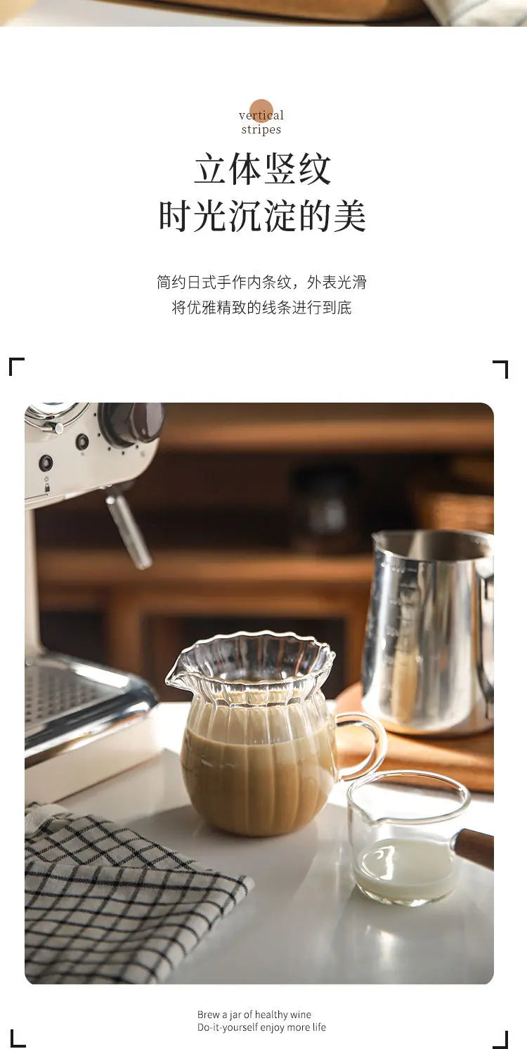 Striped Simplicity Handwork Small Milk Pot Heat-resistant Glass Exquisite Milk Cup Tea Dispenser Milk Pot Espresso Measuring Cup