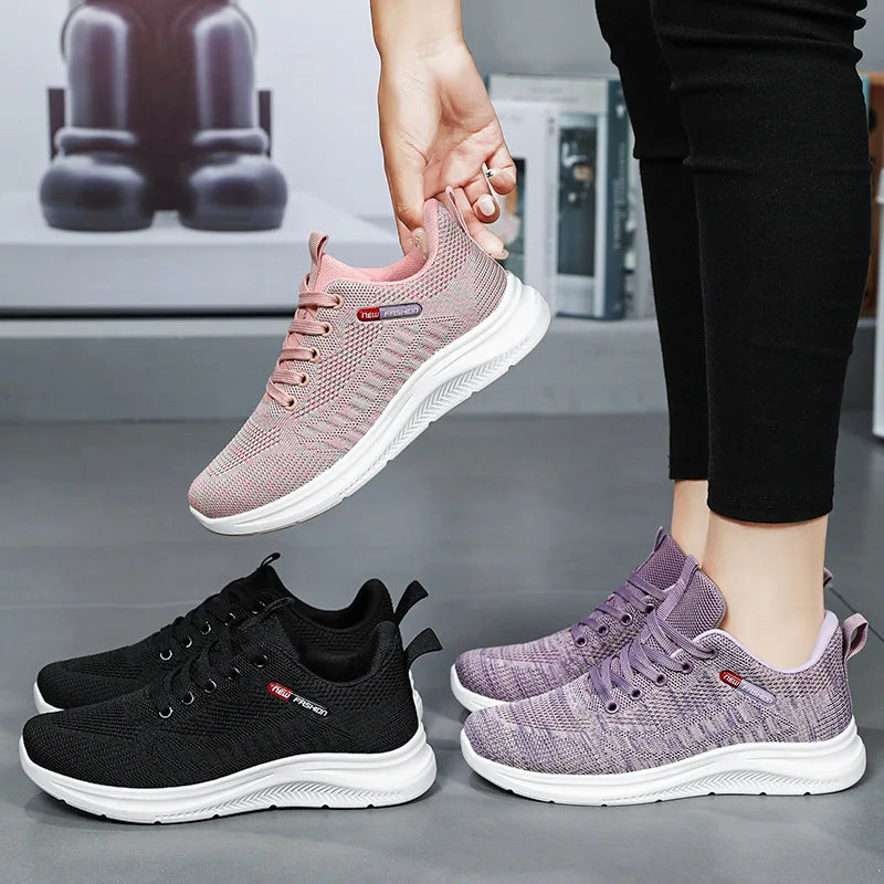 Damen 2025 Frühling Und Herbst Neu Gestrickt Damen Schuhe Schuhe Weiche Sohle Casual Sport Schuhe Für Damen Sneakers