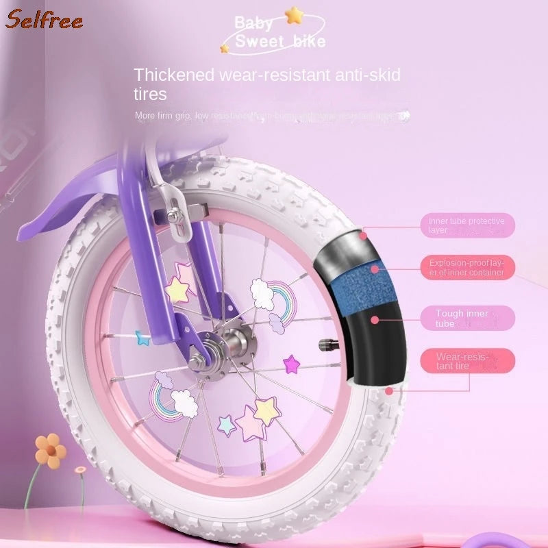 Children's Bicycle Folding Bike Girl 3-6 Years Old 7-10 Baby Foot Pedal Girl Bicycle Road Bik High-carbon Steel Materiale