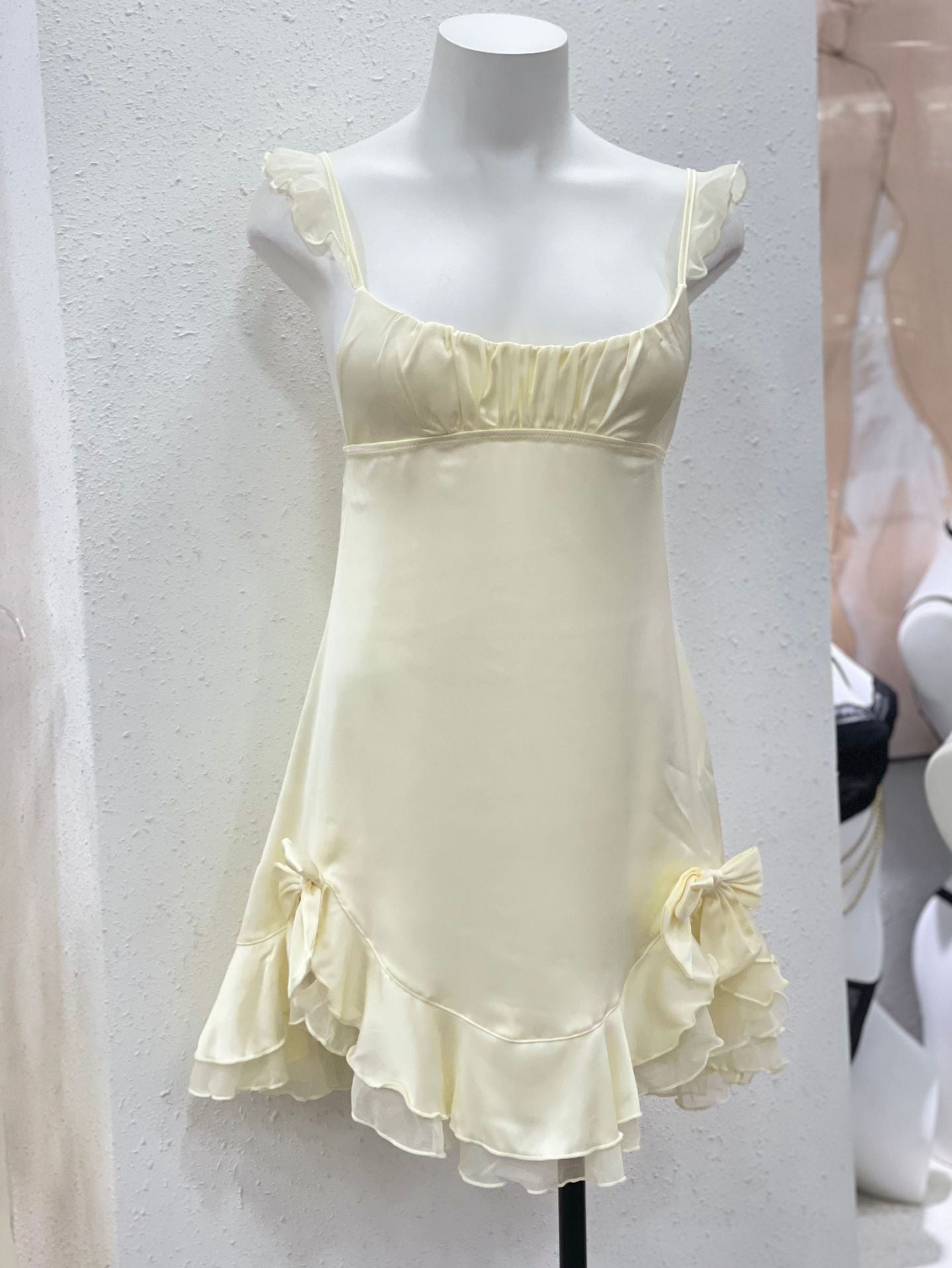 Elegante Schlafdress Elegant Dessous Weiche Eis-Seide Nachthemd Rüschen Swing-Kragen-Nachthemden Babydoll für Frauen