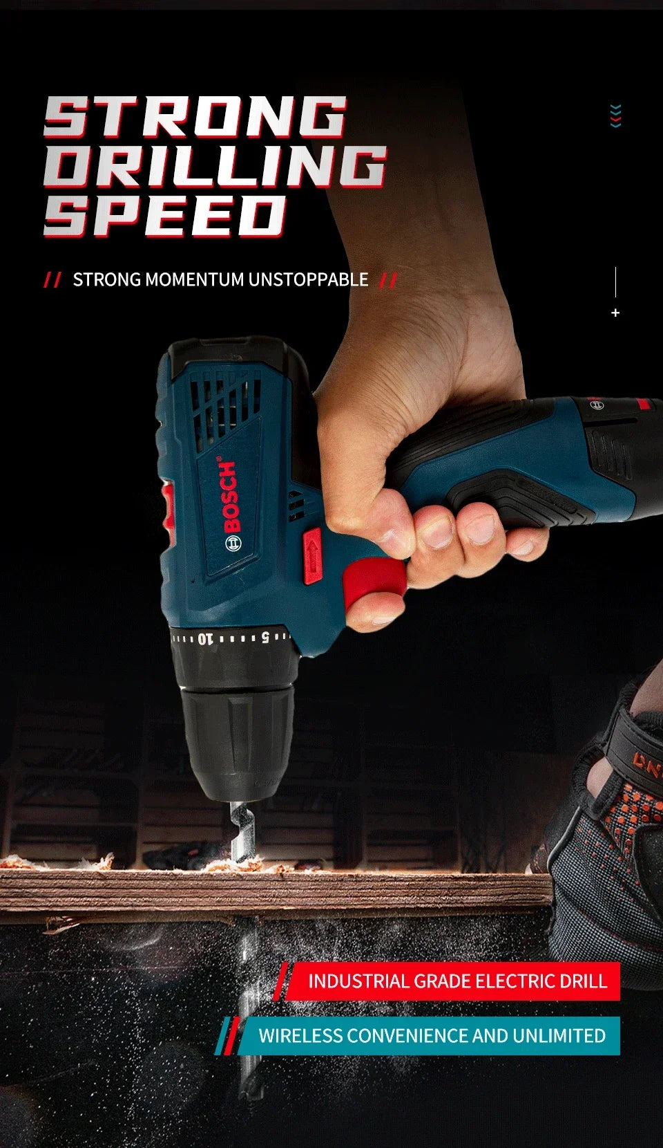 Bosch Professional Elektrobohrer GSR120-LI Akku Elektro Hand Bohrer Multi-Funktion Heim DIY Schraubendreher Elektrowerkzeuge