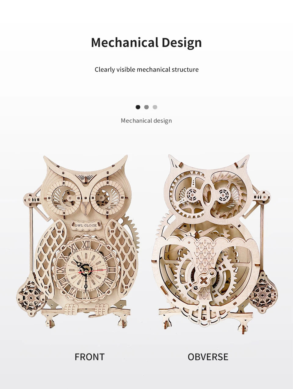 Holz-Puzzle 2025: Wooden 3D Owl Clock Model - Creative DIY Wall Clock Mechanical Retro Pendulum Collection