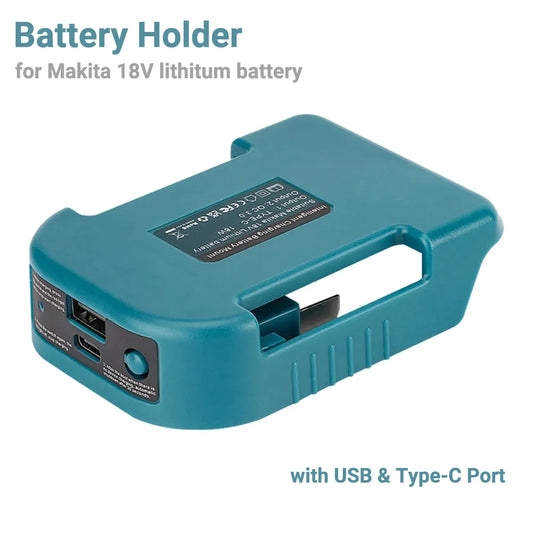Schnellladegerät für Makita 18V Lithium-Ionen-Batterie - Portabler Adapter mit 5V USB-Port und 18W Type-C Port für schnelles Laden