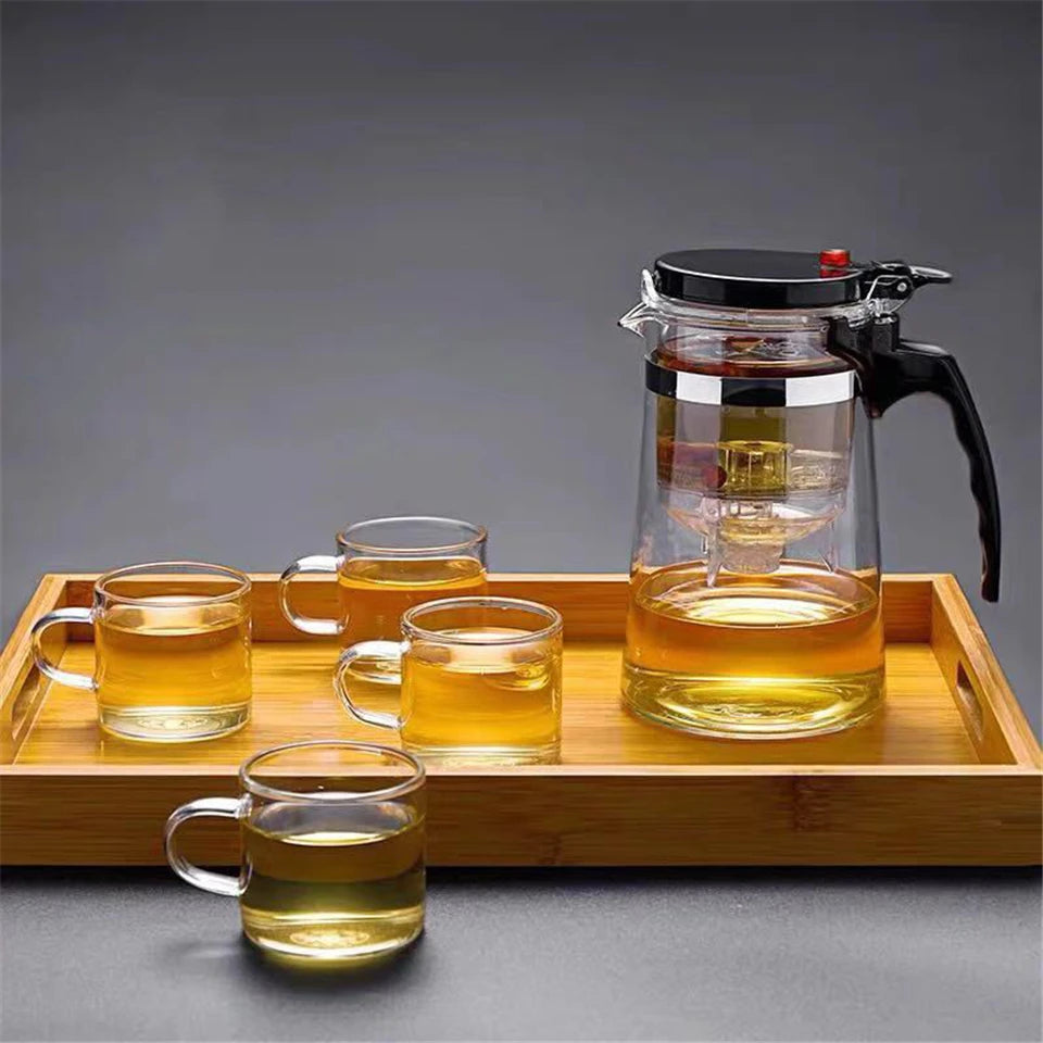 Tea Pots Heat Resistant Glass Tea Pot Tea Infuser Chinese Kung Fu Tea Set Kettle Coffee Glass Maker Convenient Office Tea Sets