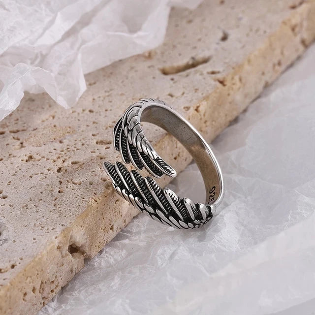 BFCLUB Silberring Flügel Design - 925 Silber, Paar, Vintage