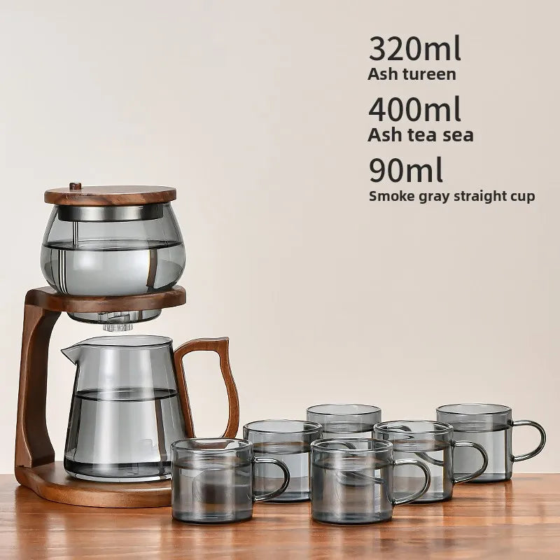 Chinese style tea making artifact, high-end glass teapot for household use, automatic tea set for lazy people separation