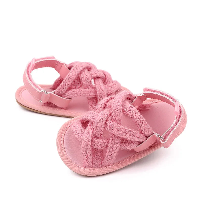 Baby Mädchen Blumen Spitze Krippe Sandalen 2025 - Süße Sommer Weiche Sohle Flache Prinzessin Schuhe - Säugling Rutschfest Erste Laufschuhe
