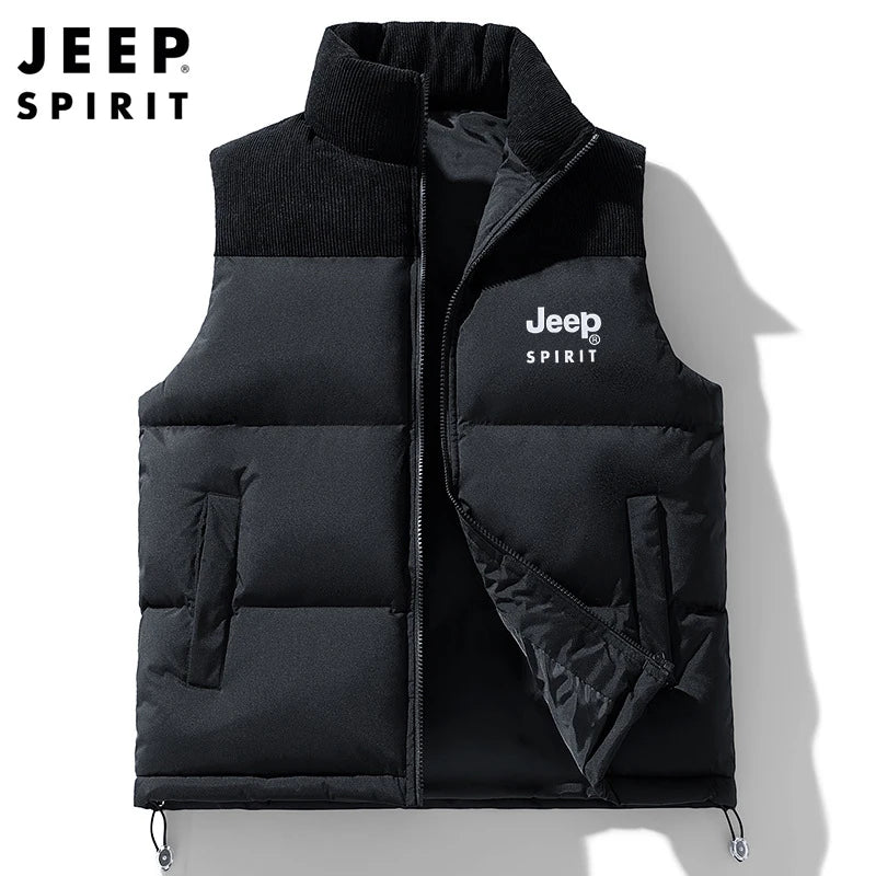 JEEP SPIRIT Herren Stehkragen Weste - Größe Regulär, Material Baumwolle, Gewicht Leicht