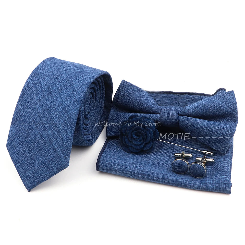 Set de accesorii bărbătești cu design nou, 27 de culori: batistă clasică din bumbac, butoni, papion pentru nuntă, petrecere, cadouri