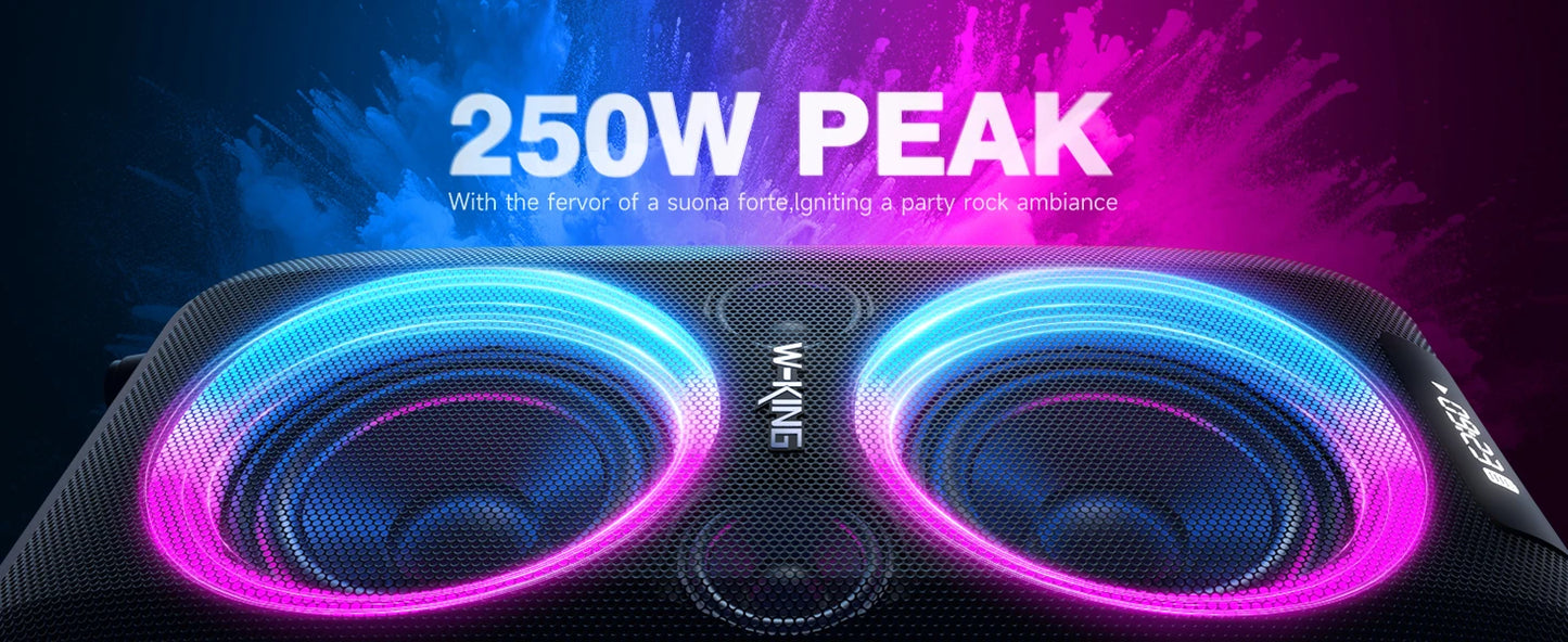 Party-Lautsprecher 2025: W-KING 250W PEAK Bluetooth - 120dB Massive Bass V5.3 Boombox Wireless Collection