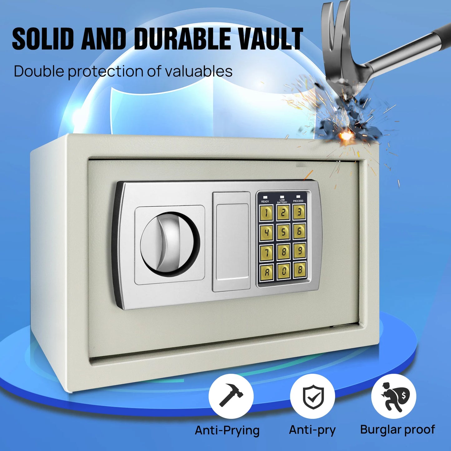 DayPlus 16L Digitaler Stahl-Safe - Elektronische Sicherheitsbox für Büro und Zuhause