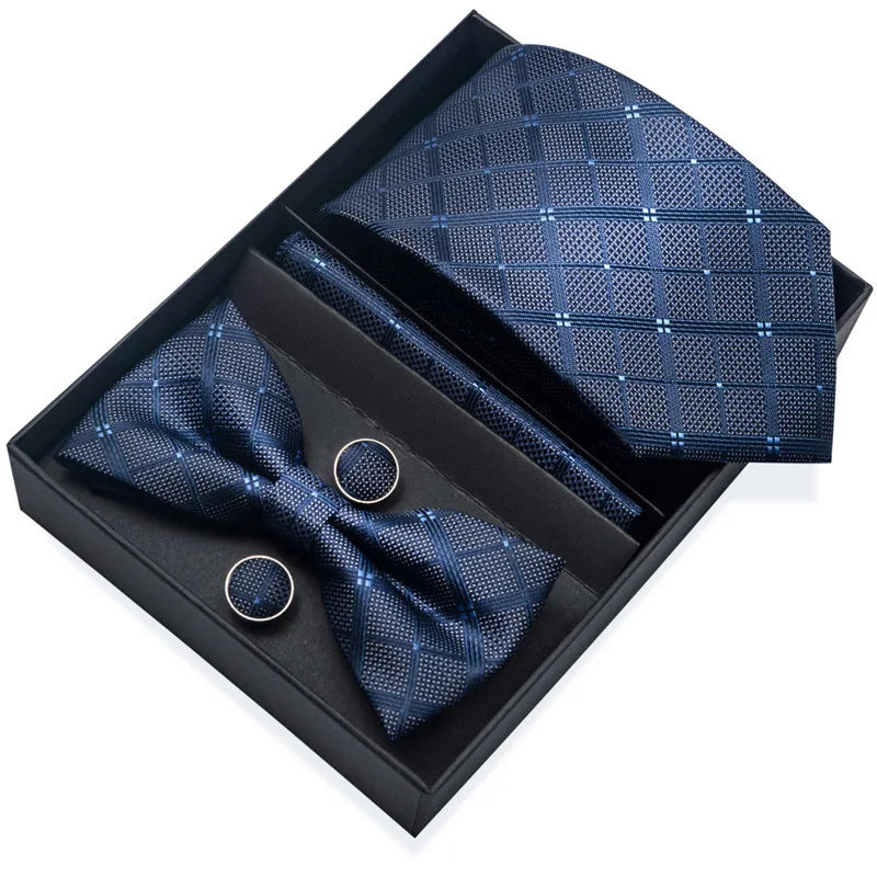 Men's Tie Pin cuff square bow Tie with pocket square cufflinks Set Paisley Men's Business Wedding Suit Accessories 6-piece set