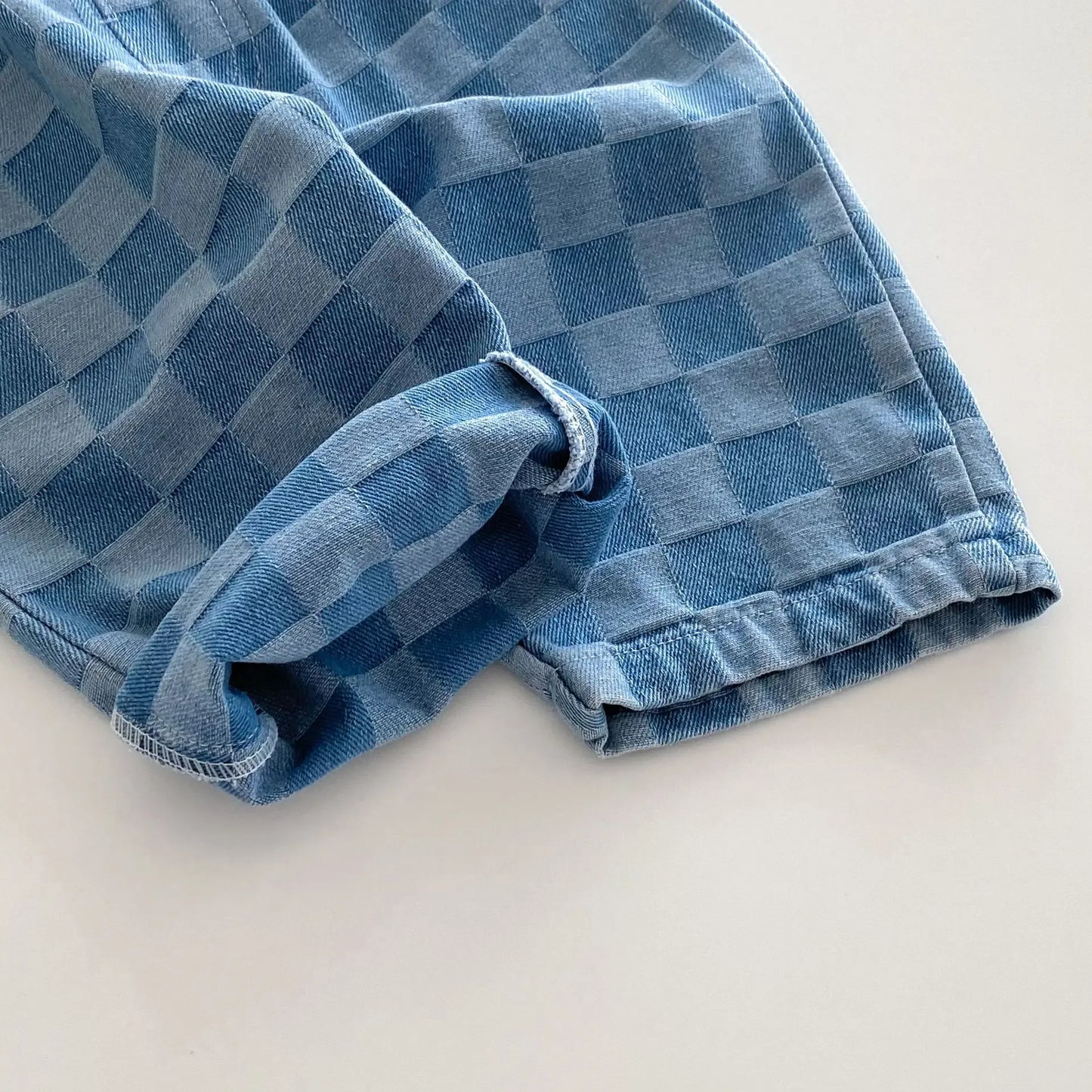 Children's Jeans 1-5Y New 2024 Autumn Boys Plaid Denim Pants Loose Style Mid Waist Girls Checkerboard Trousers - Golden Bridge Store