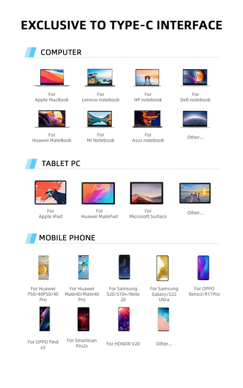 FEIWIMI USB C Hub Docking - 8 Ports 5Gbps USB 3.0 OTG