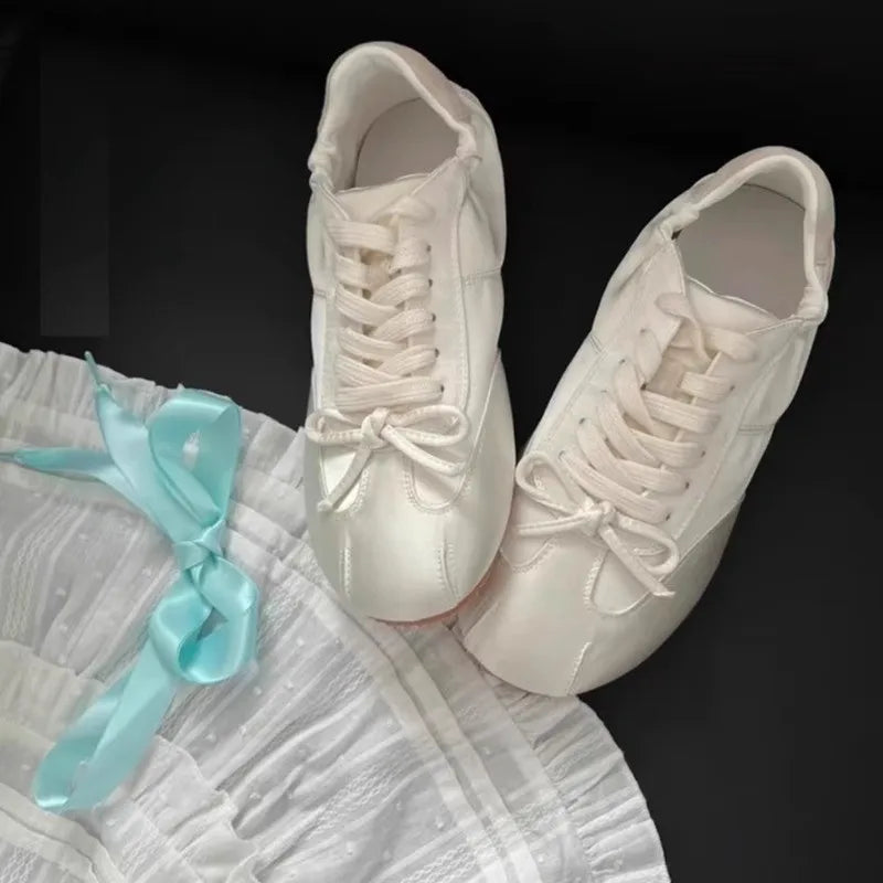 Ballett Tanz Schleife Ballett Flache Schuhe 2025 - Casual Schleifenknoten Flacher Boden Tanz Schuhe - Weiche Flats Kleine Weiße Schuhe Frauen Mädchen