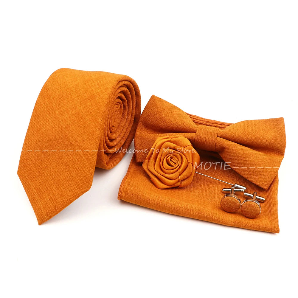 Set de accesorii bărbătești cu design nou, 27 de culori: batistă clasică din bumbac, butoni, papion pentru nuntă, petrecere, cadouri