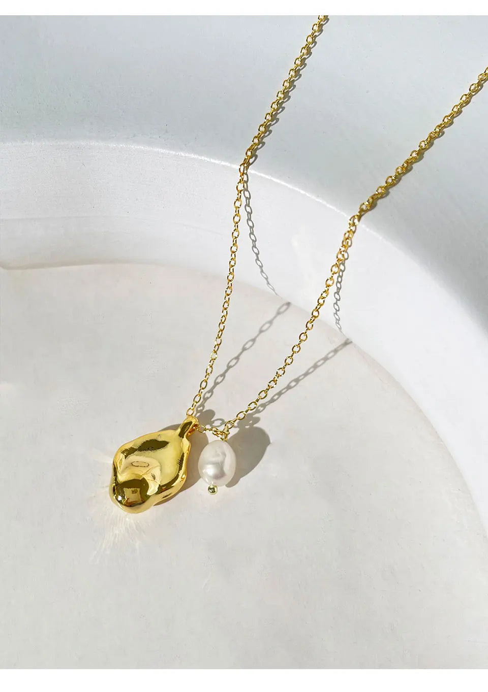 Peri'sbox Gold Silver Plated Baroque Pendant Necklace with Natural Freshwater Pearl Irregular Teardrop Necklaces Great Gift Idea