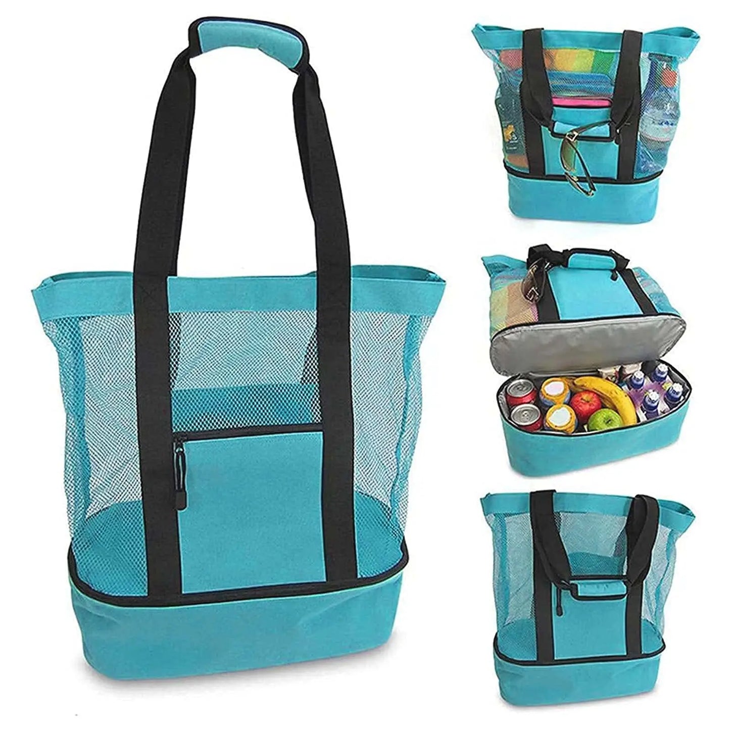 Heat Preservation Picnic Beach Bag Women Mesh Transparent Double-layer Swim Storage High Capacity Shopping Waterproof Bags Tote
