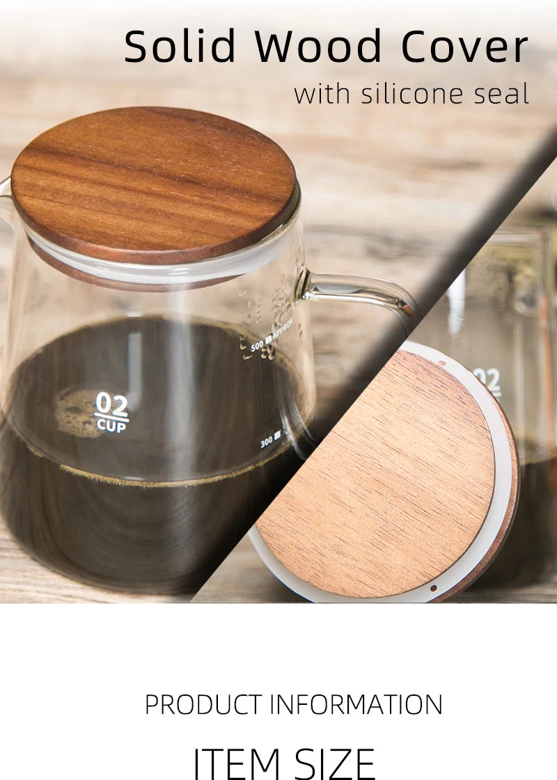 Glass Pour Over Coffee Server with Dot Scale Brewed Coffee Sharing PotHeat Resistant Hand Made Drip Coffee Pot 300ml/500ml