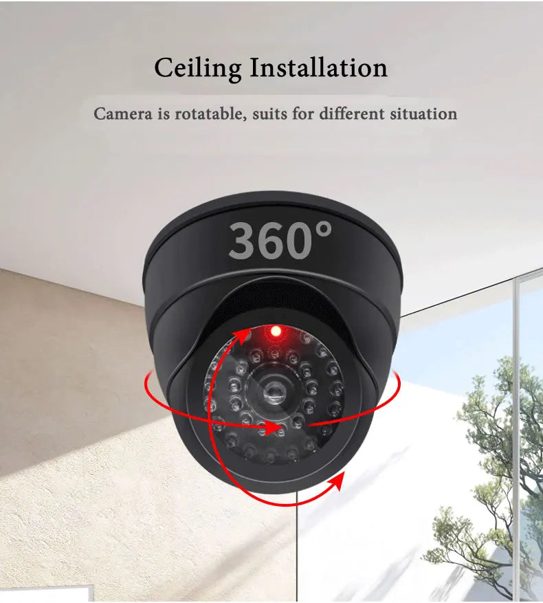 Attrappe-Kamera 2025: Creative Black Plastic Dome CCTV - Flashing LED Fake Camera AA Battery Collection