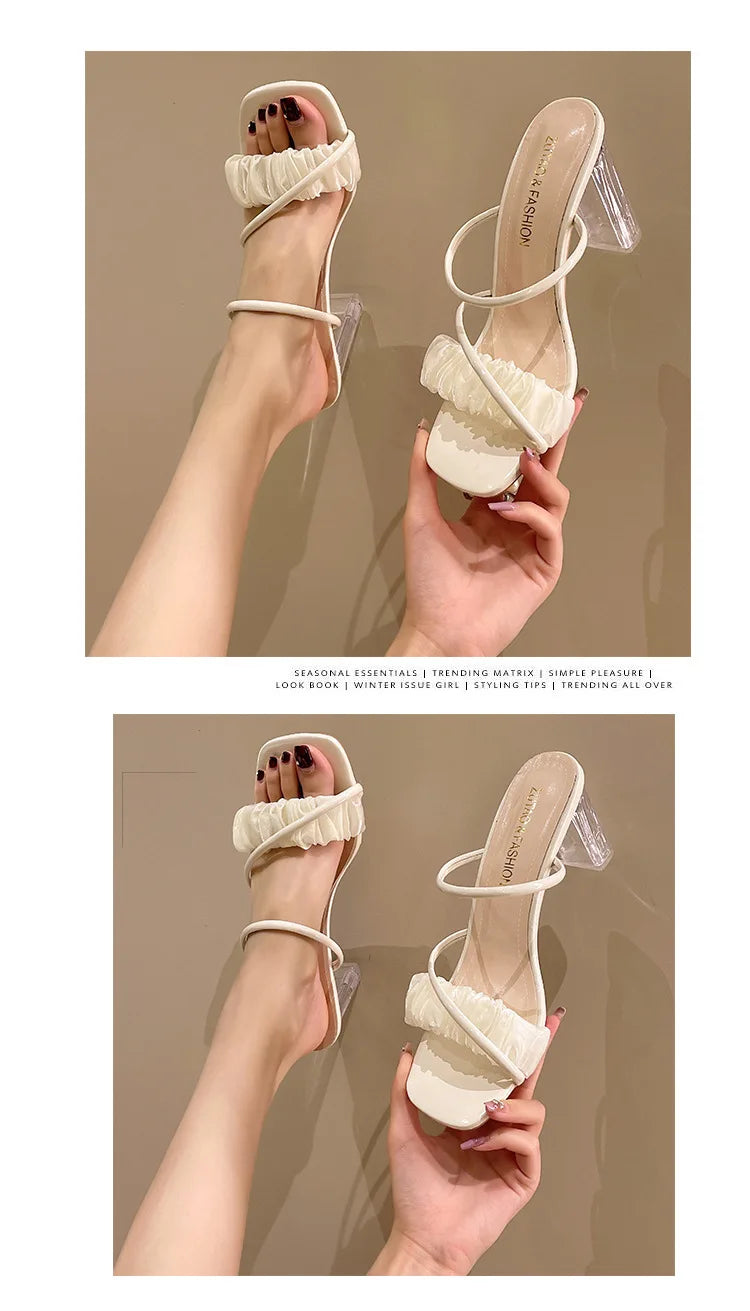 Elegant Women Crystal Shoes Summer Pumps Sandals Jelly Slippers Open Toe High Heels Women Slippers Shoes Heel Clear Sandals