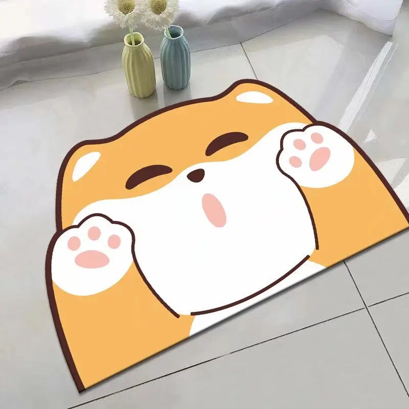 Panda Cartoon Dog Pattern Soft Cushion Bath Mat Quick Dry Super Absorbent Non-slip Bathroom Rug Diatom Mud Carpets Waterproof