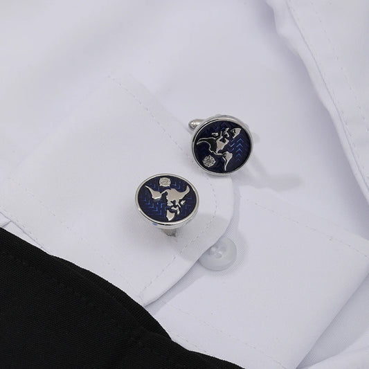 Zhijia B1389 Weltkarten Manschettenknöpfe - 2er Metall