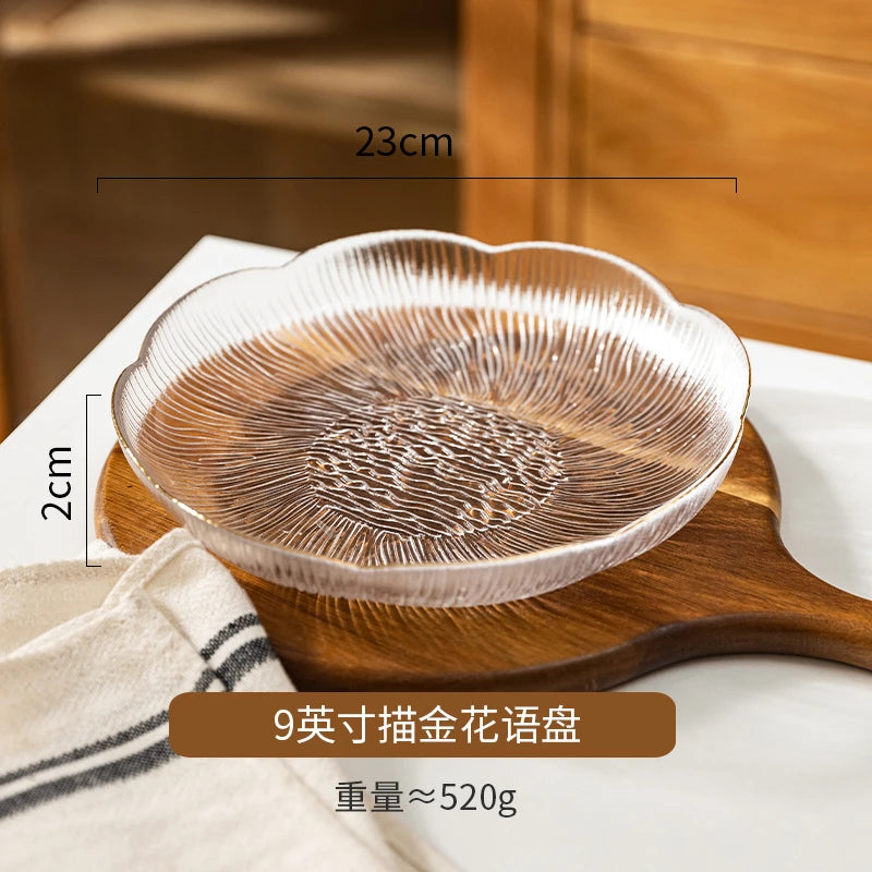 Luxus Glas Geschirr Set Haushalt Küche Zubehör Teller Und Schüssel Modern Hohe Beauty Dessert Schüssel Dim Sum Snack Teller